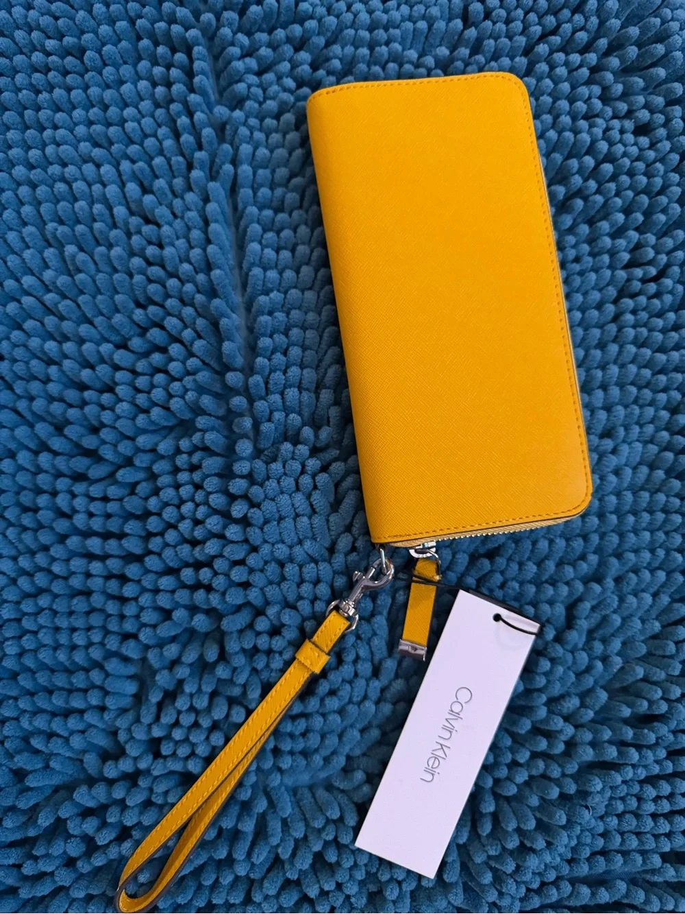 Calvin Klein Bright Yellow Zip-Around Wristlet